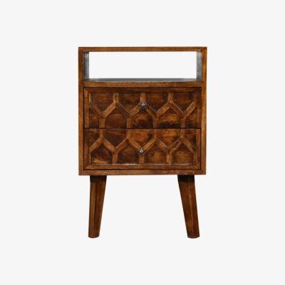 The Range Amouri Diamond Deco Haven Chestnut Bedside Table - Dark Brown
