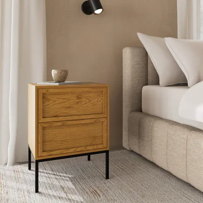 The Range Palmdale Bedside Table with 2 Drawers in Wild Oak - Wild Oak