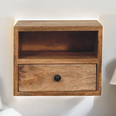 The Range Solid Wood Solis 1-Drawer Wall Mounted Nightstand - Brown