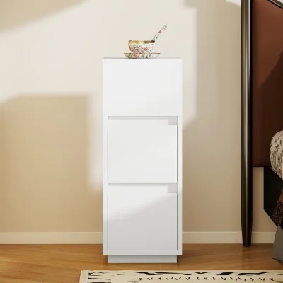 The Range HOMCOM Slim Bedside Table with Open Shelf and 2 Drawers - White