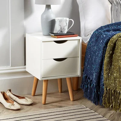 The Range Boden 2 Drawer Bedside Table Bedroom Storage Unit - White
