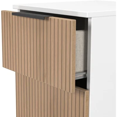 The Range Java Ready Assembled 2 Drawer Bedside - Slatted Effect / White