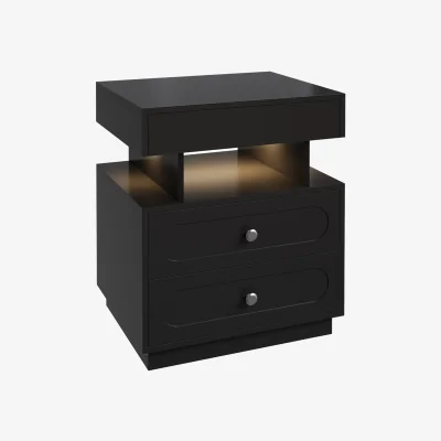 The Range 3-Drawer Nightstand with RGB LED Lights - Black