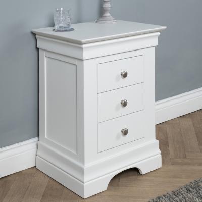 The Range 3 Drawer Bedside Nightstand - White