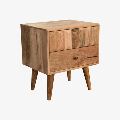The Range Retro Style Oak-Ish Prism 2 Drawers Bedside Nightstand - Brown