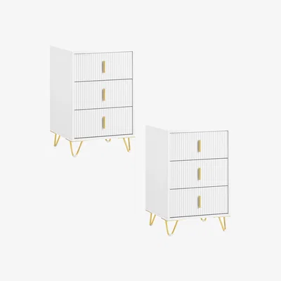 The Range SoBuy 2 Bedside Tables with 3 Drawers - White