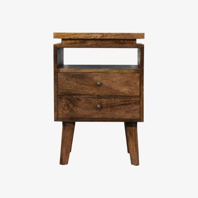 The Range Platform Convenient Unique Storage Shiny Bedside Table - Dark Brown