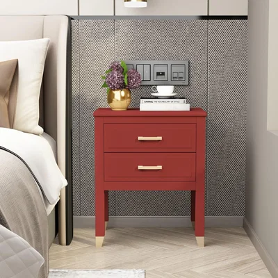 The Range Palazzi Large 2 Drawer Bedside Table - Red