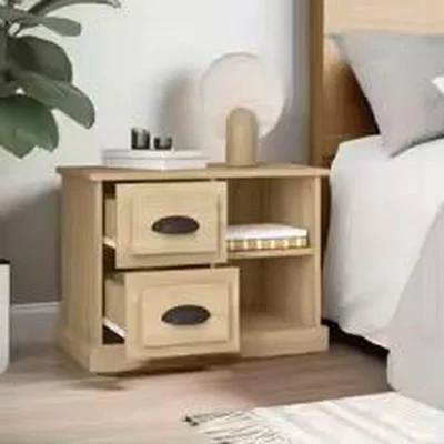 The Range Oak Bedside Cabinet Stylish Nightstand with Storage - Brown