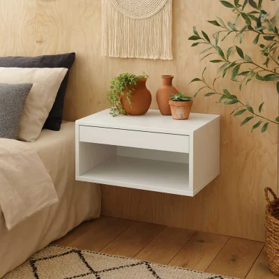 The Range Bramblebud White Wooden Bedside Table - 1 Drawer - White
