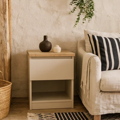 The Range Budapest Bedside Table Cashmere Natural 1 Drawer 1 Shelf - Natural
