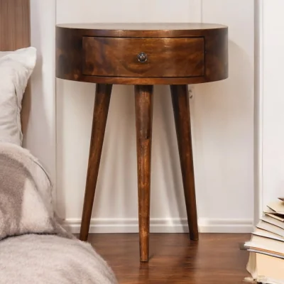 The Range Solid Wood Chestnut Semi Circle Bedside - Brown