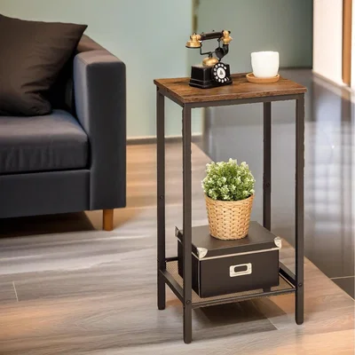 The Range Bedside Table with Adjustable Mesh Shelf - Brown