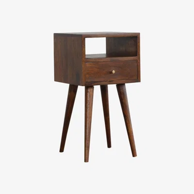 The Range Solid Mango Wood Mini Modern Style Chestnut Bedside Table - Brown