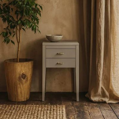 The Range Wyld Haus Fortaleza Mist Grey Wood Grain 2-Drawer Bedside Table - Grey