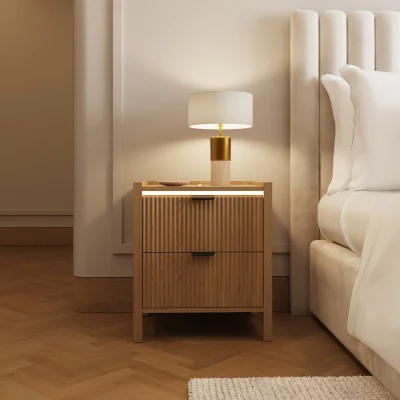 The Range Zion 2 Drawer Bedside Table - Oak