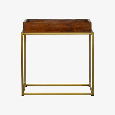 The Range Mango Hill Chestnut Butler Tray Table With Gold Base - Brown