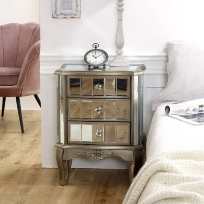 The Range Tiffany Mirrored Bedside Table - Silver
