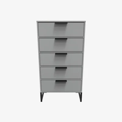 The Range Diego Ready Assembled 5 Drawer Bedside Cabinet (Diego) - Dusk Grey