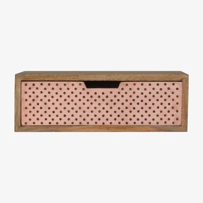 The Range Hand Crafted Wall Mounted Copper Front drawer Bedside - Copper