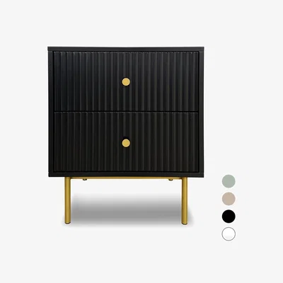 The Range Devon Bedside Table with 2 Drawers - Sage
