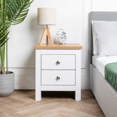 The Range Wooden 2 Drawer Bedside Table - White