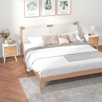 The Range 2 Drawers Bedside Table Set of 2 with Pine Legs - Natural