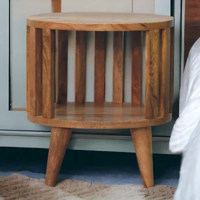 The Range Solid Wood Ariella Single Shelf Bedside - Brown