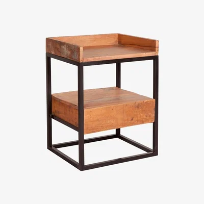 The Range Reclaimed Wood and Metal Limited Edition Bedside Table - Medium Wood