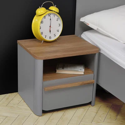 The Range Matt Grey and Oak Nightstand - Matt Grey