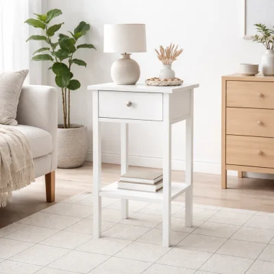 The Range Gossmere Gloss Bedside Table 1 Drawer - White