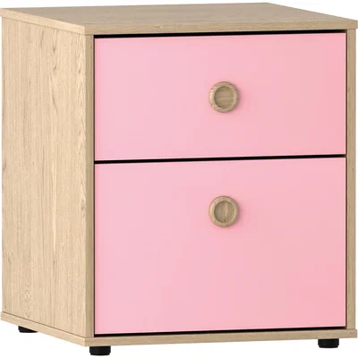 The Range Neptune 2 Drawer Bedside Table - Pink and Oak