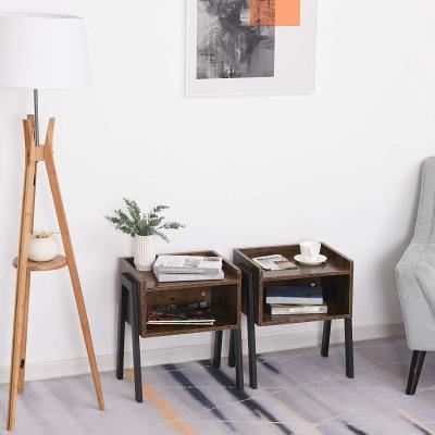 The Range Set of 2 Stacking Bed Side Table  - Brown