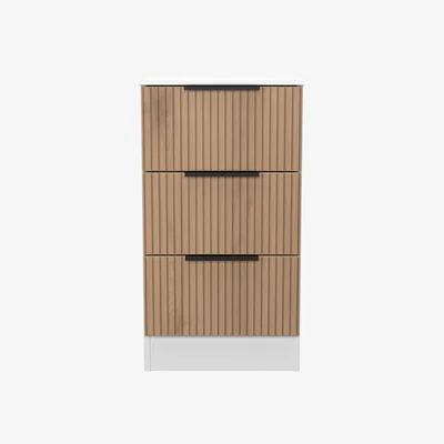 The Range Java Ready Assembled 3 Drawer Bedside - Slatted Effect / White