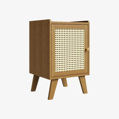 The Range Modern Bedside Table with Single Door - Tawny + Cream