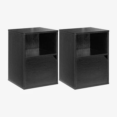 The Range Pair of Black Storage Bedside Tables - Black
