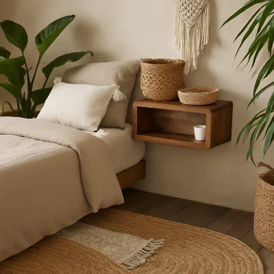 The Range Bardolino Wall Mounted Open Bedside Table Solid Mango Wood - Brown