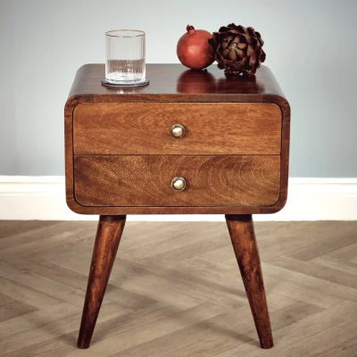 The Range Solid Mango Wood Bedside Table - Medium Oak