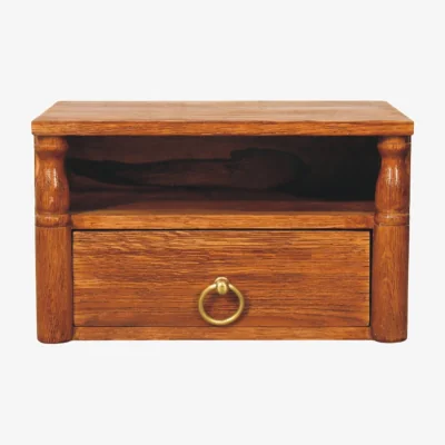 The Range Solid Wood Turned Pillar Wall Nightstand - Tiger Oak