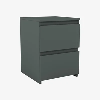 The Range Denver 2 Drawer Bedside Table - Jasper Green / 40cm