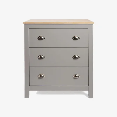 The Range Chicago 3 Drawer Bedside Table - Grey