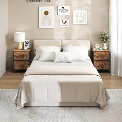 The Range 2 Pack Industrial Bedside Tables - Rustic Brown
