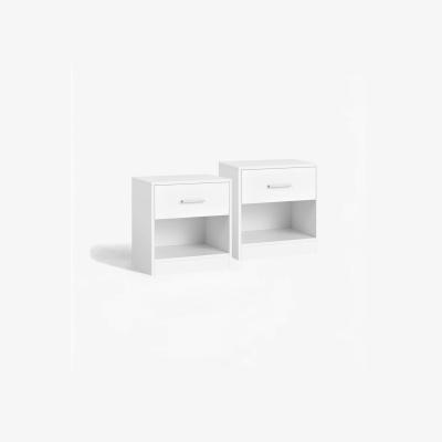 The Range Set of 2 Bedside Table with Drawer and Open Compartment - WHITE