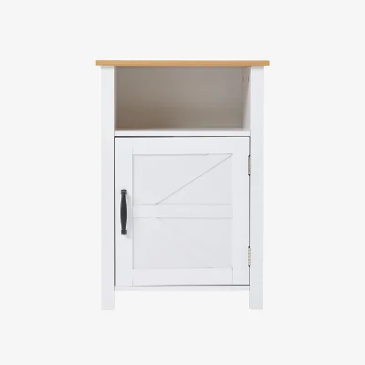 The Range Modern MDF Bedside Table with Cupboard - Wood & White