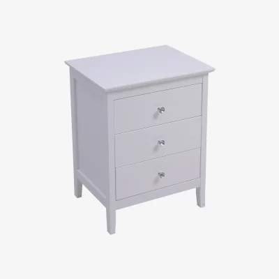 The Range Wooden Nightstand with Three Spacious Drawers - White
