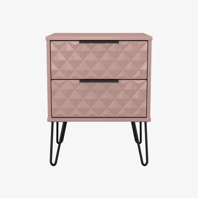 The Range Harlequin Ready Assembled 2 Drawer Bedside - Kobe Pink