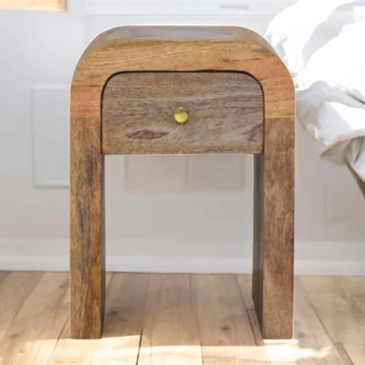 The Range Solid Wood Mini Darcy Oak-ish Nightstand with Curved Edges - Oakish