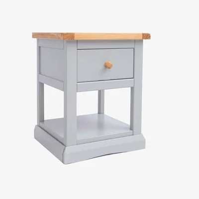 The Range Loreo 1 Drawer Bedside Table with Shelf - Grey / Wood Knob