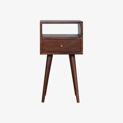 The Range Small Chestnut Finish 1 Drawer Bedside Table With Open Slot - Brown