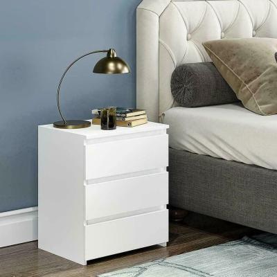 The Range Bedroom Bedside Table Cabinet Nightstand with 3 Storage Drawers - White
